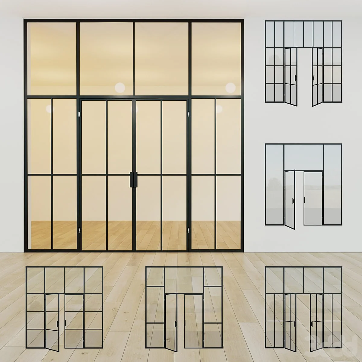 Glass partition. A door. 14